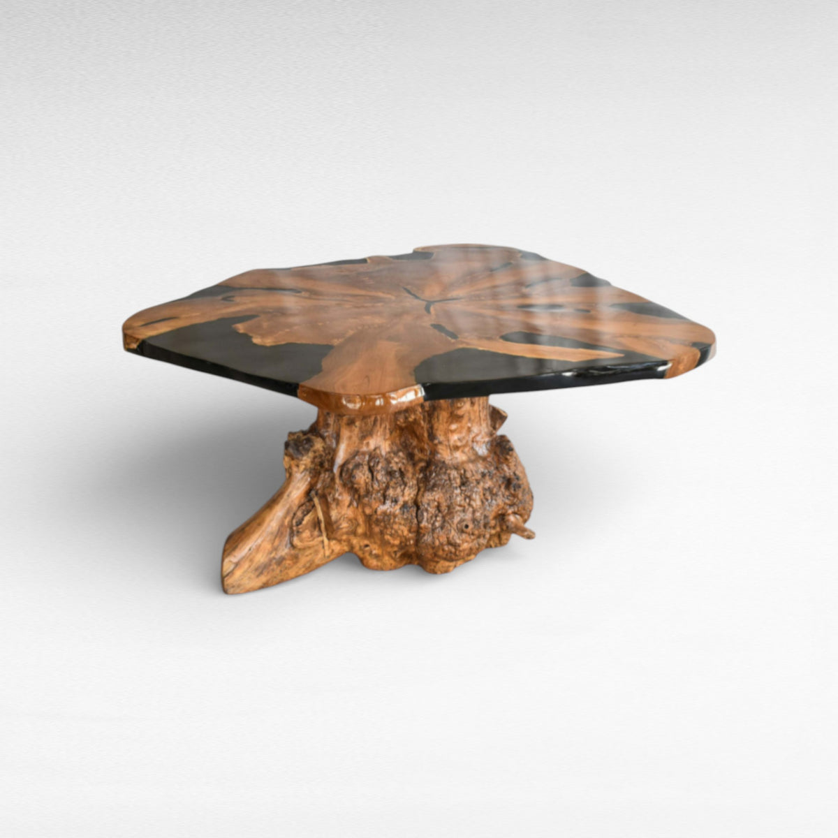 COFFEE TABLE TEAK WOOD & RESIN W100 |D110 |H50 cm