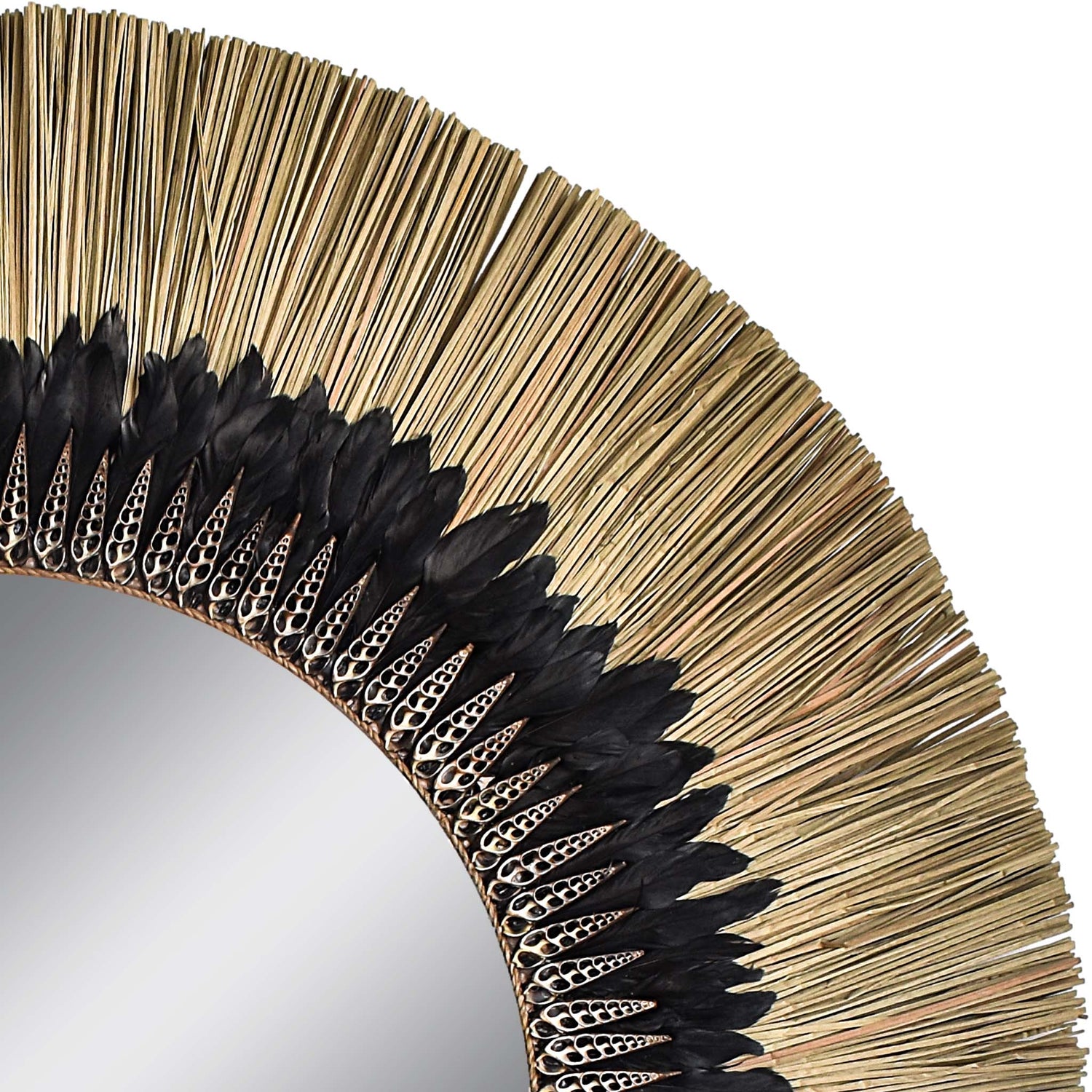 MIRROR GRASS WITH BLACK FEATHERS D100 CM