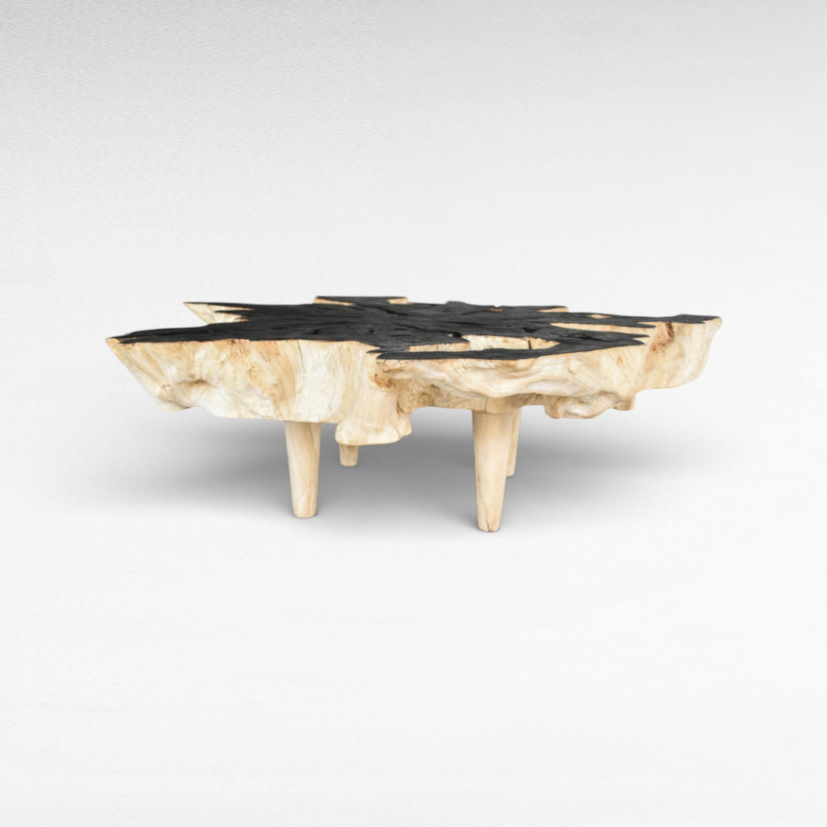 COFFEE TABLE LYCHEE WOOD BLACK & BLEACHED W170 |D120 |H45 cm