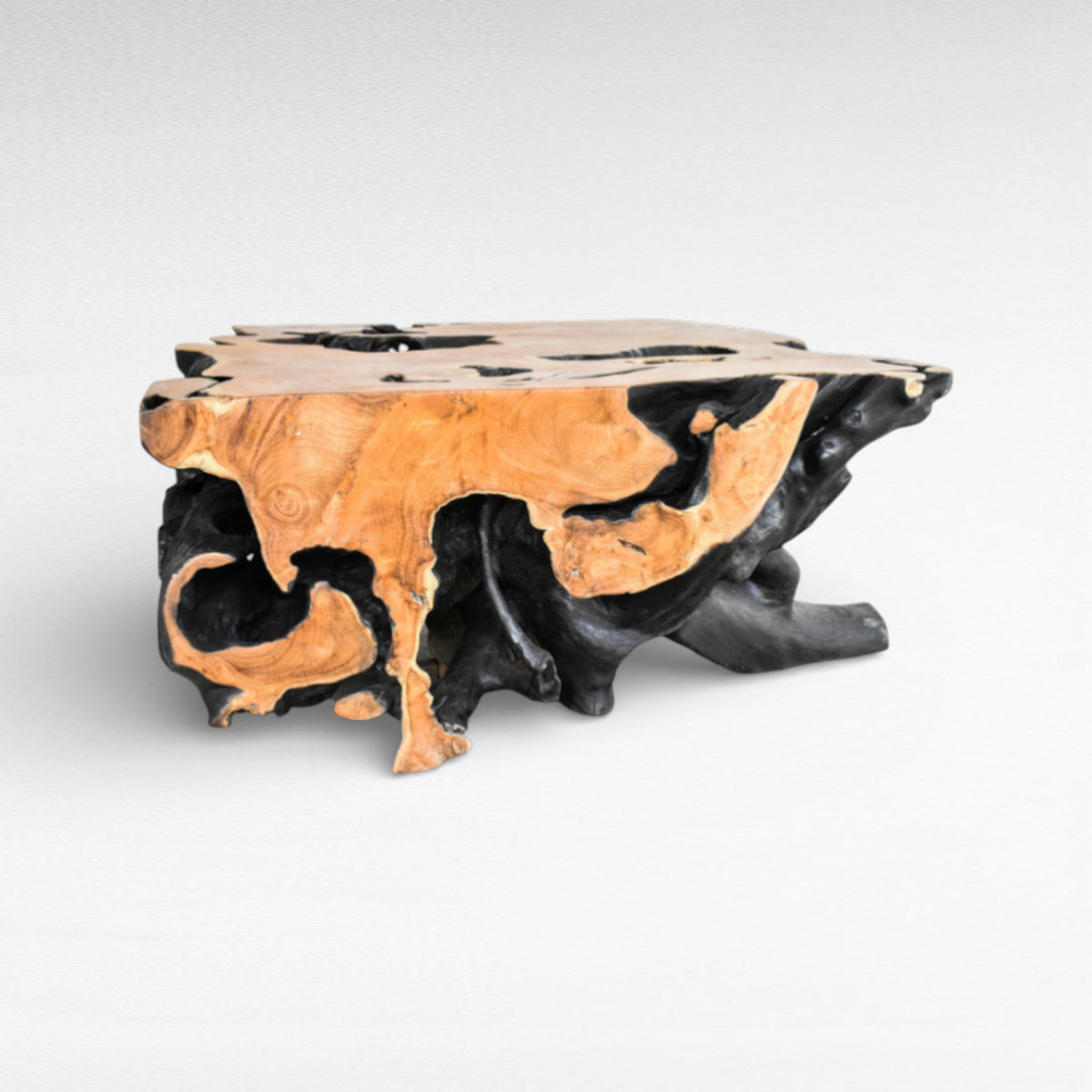 COFFEE TABLE SQUARE TEAK WOOD NATURAL & BURNED BLACK W100 |D100 |H45 cm