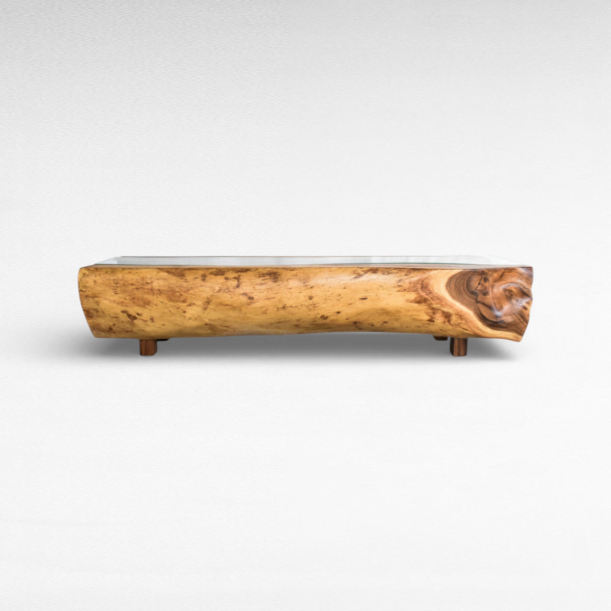 COFFEE TABLE SUAR WOOD WITH GLASS NATURAL W200 |D60 |H50 CM