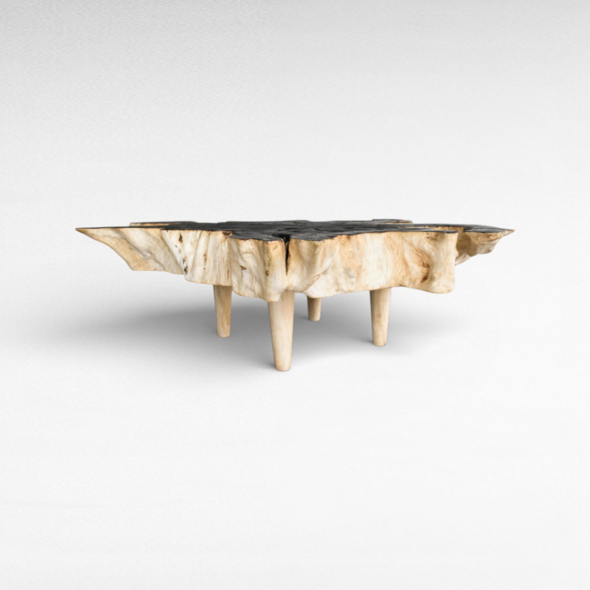 COFFEE TABLE LYCHEE WOOD BLACK & BLEACHED W170 |D120 |H45 cm