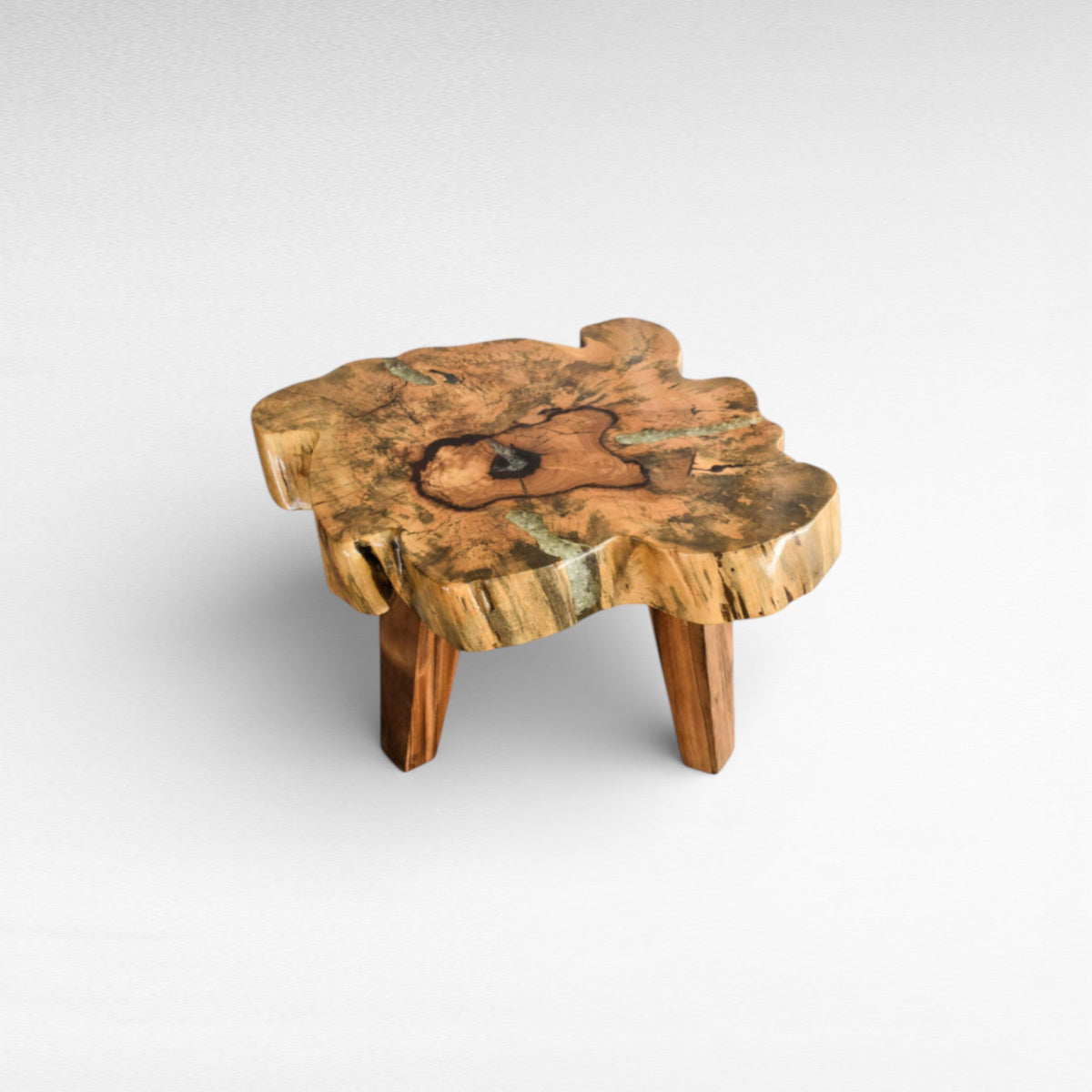 COFFEE TABLE TAMARIN WOOD NATURAL & WHITE RESIN W80 |D80 |H45 cm