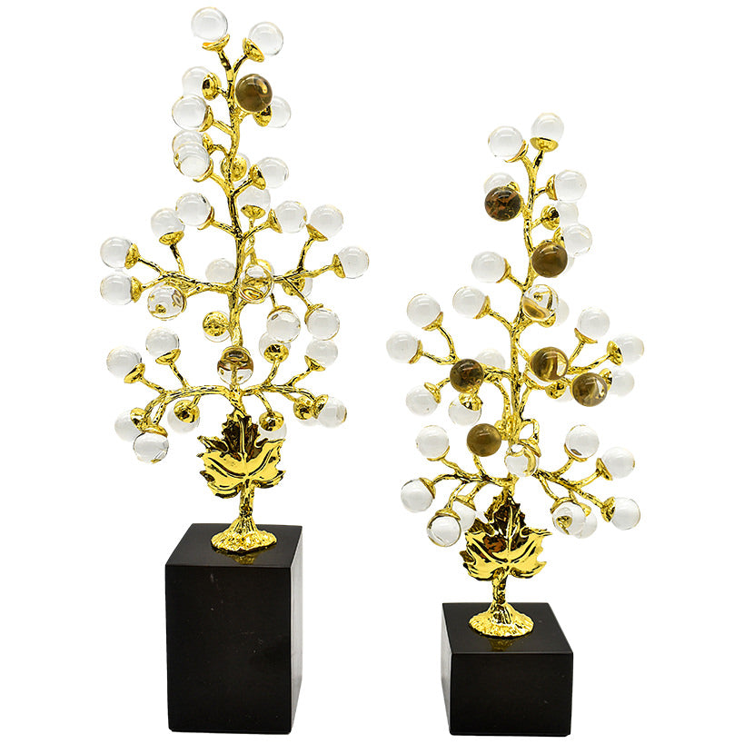 TREES WITH TRANSPARENT QUARTZ SET OF 2