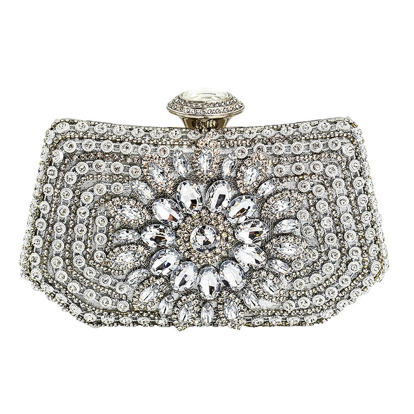 CLUTCH 1 SILVER LARGE STRASS