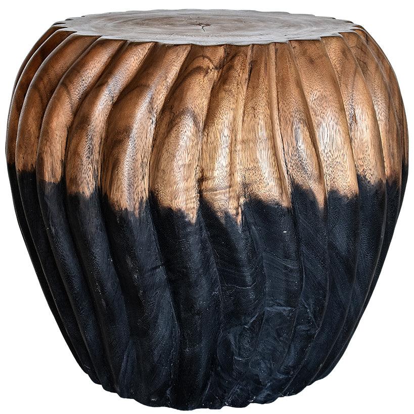 CARVED STOOL SUAR WOOD - Chora Mykonos