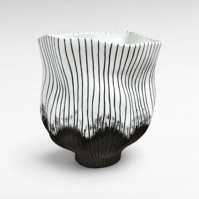 VASE PORCELAIN BLACK & WHITE Φ34 |H35 CM