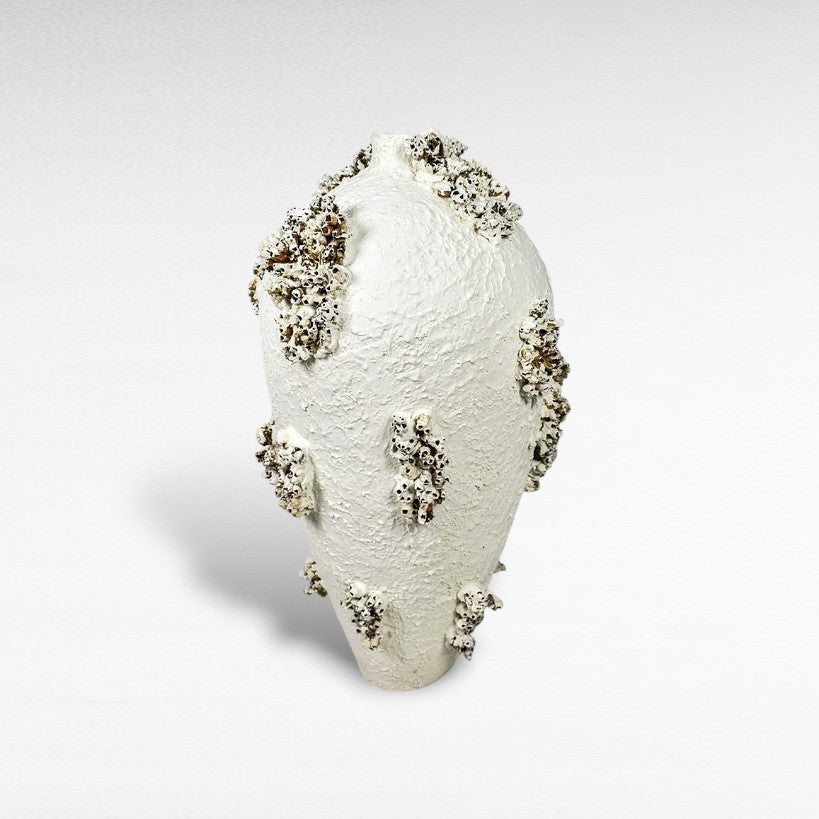 TERRACOTTA WHITE PLANTER WITH CORALS W50 |D50 |H100 CM