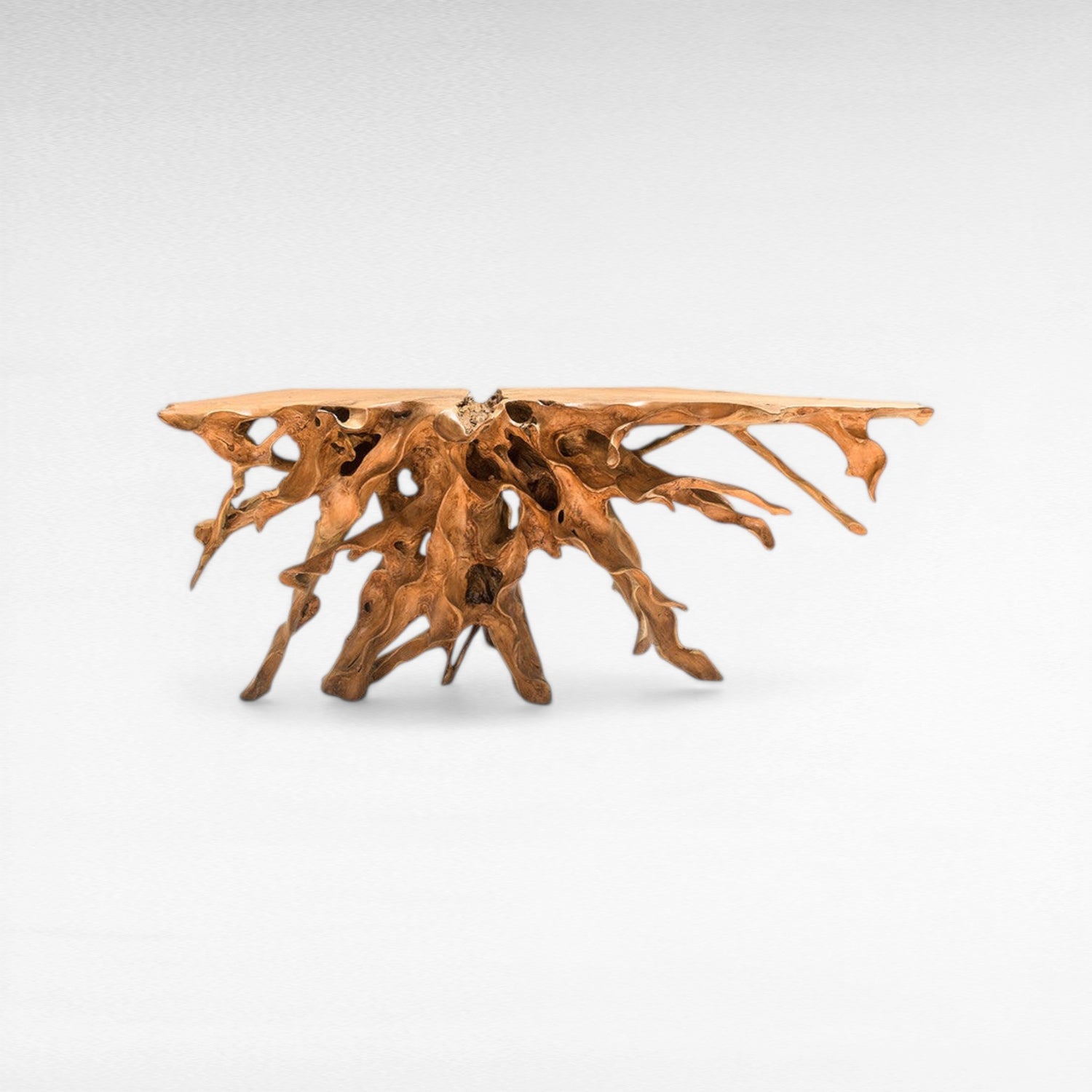 TEAK WOOD ROOT WITH GLASS NATURAL COLOR W195 |D43 |H80 CM