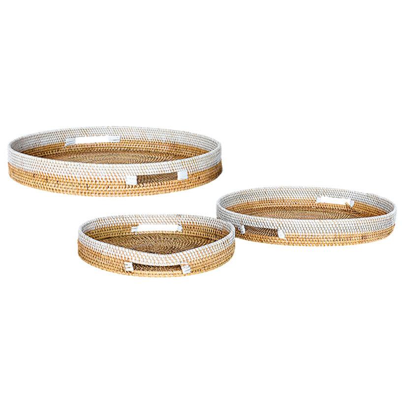 TRAY RATTAN SET OF 3 - Chora Mykonos