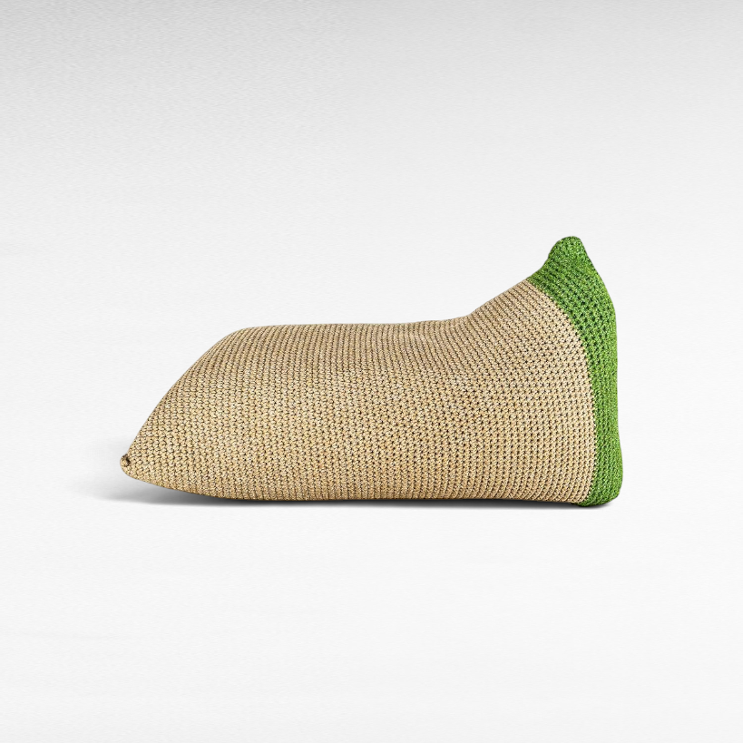 POUF ROPE NATURAL AND GREEN 150x75x70cm - Chora Mykonos