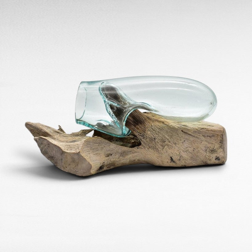 HANGING GLASS ON TEAK ROOT - Chora Mykonos