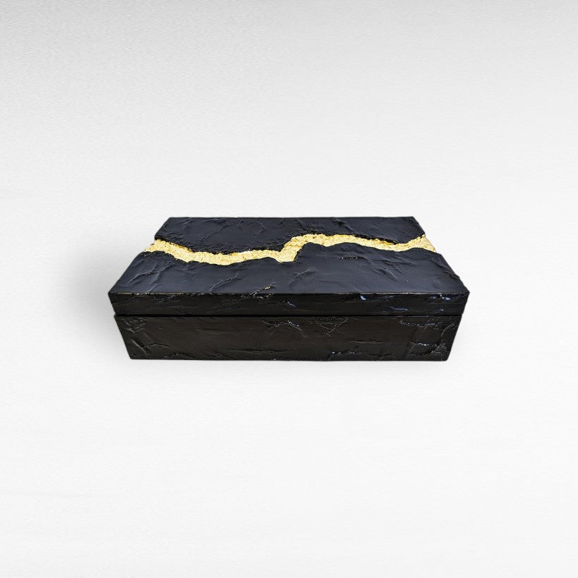 BLACK GOLDEN RESIN BOX 32x18x8 CM - Chora Mykonos