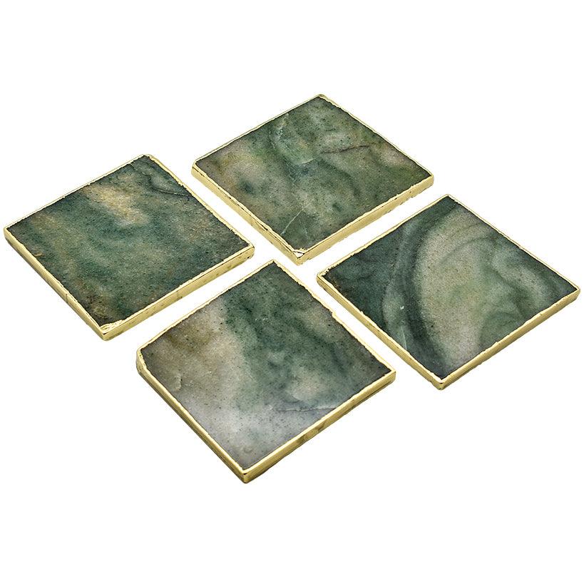 COASTERS GREEN AVEN SQUARE SET OF 4 PIECES 10x10x1cm - Chora Mykonos