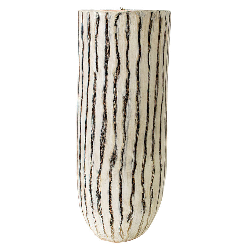 PALM POT CANDLE WHITE WASH