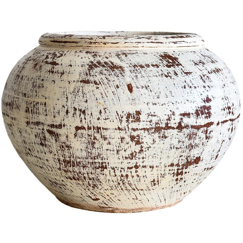 VASE TERRACOTTA WHITE WASH - Chora Mykonos