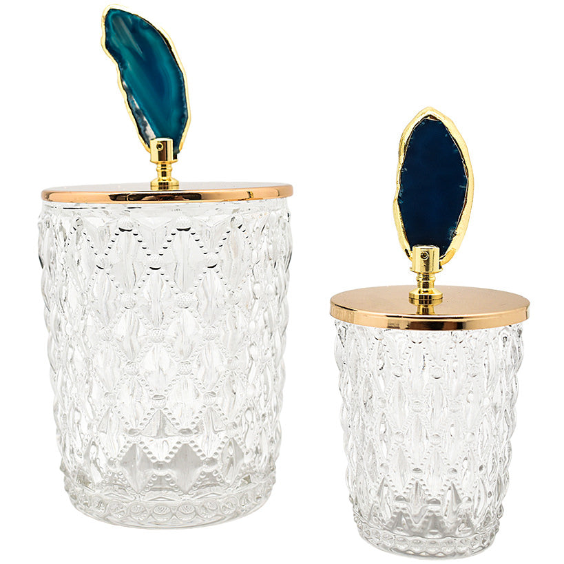 DECOR BOWL WITH AGATE LID DECOR LARGE set of 2