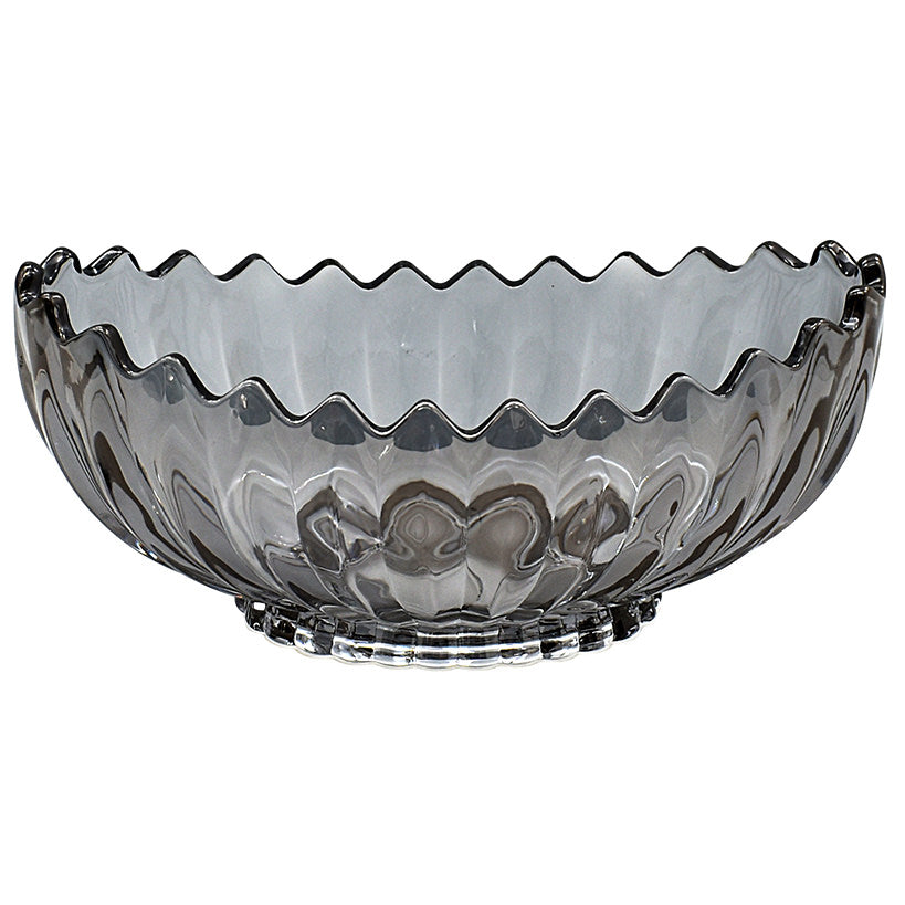 GREY FLOWER OVAL SERVING BOWL