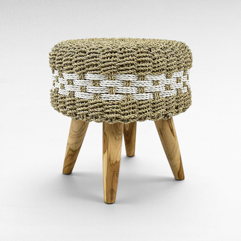 STOOL WHITE & NATURAL Φ40 |H45 CM