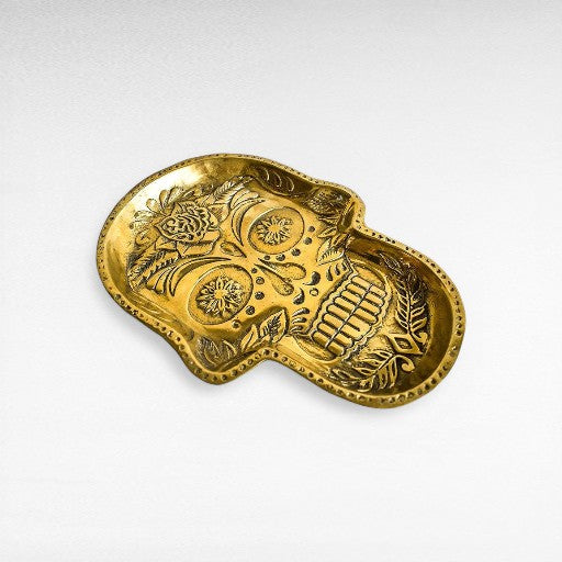 Medium Gold Brass Skull Plate - Chora Barefoot Luxury Living