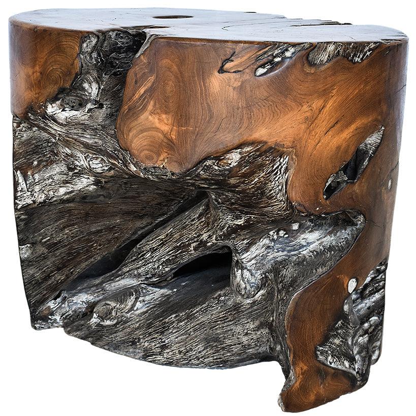 NATURAL SOLID TEAK WOOD SIDE TABLE 50x50x45cm - Chora Mykonos