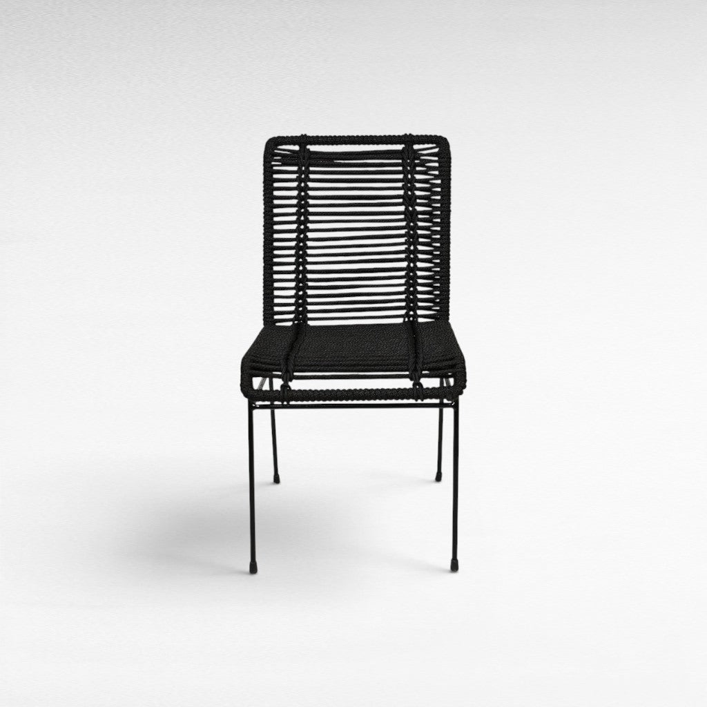 IRON FRAME DINING CHAIR COTTON ROPE W62 |D45 |H85 CM