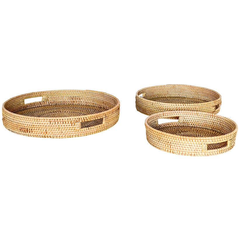 TRAY RATTAN SET OF 3 - Chora Mykonos