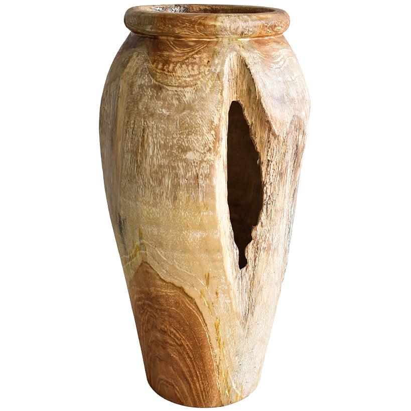 VASE NATURAL WOODEN - Chora Mykonos