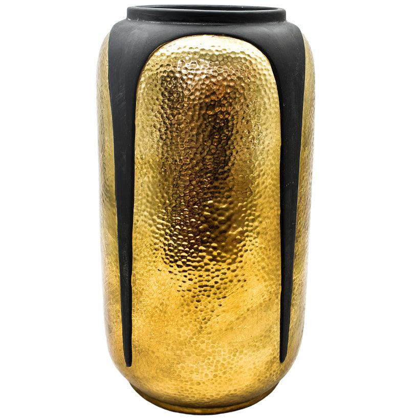 HAMMERED BLACK AND GOLD VASE 25.5x46cm - Chora Mykonos