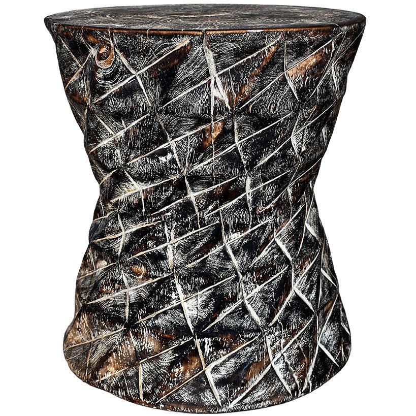 HOURGLASS SIDE TABLE LYCHEE WOOD 45x45x50cm - Chora Mykonos