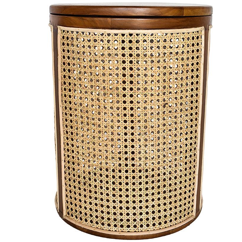 NATURAL LAUNDRY BASKET WITH VIENNESE RATTAN - Chora Mykonos