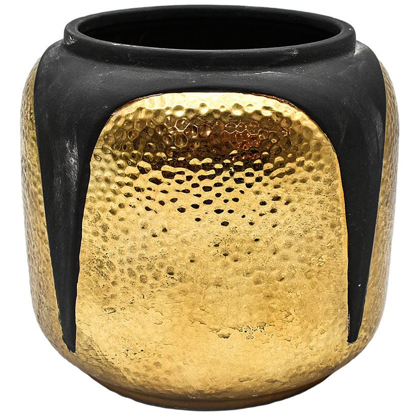 HAMMERED BLACK AND GOLD VASE - Chora Mykonos