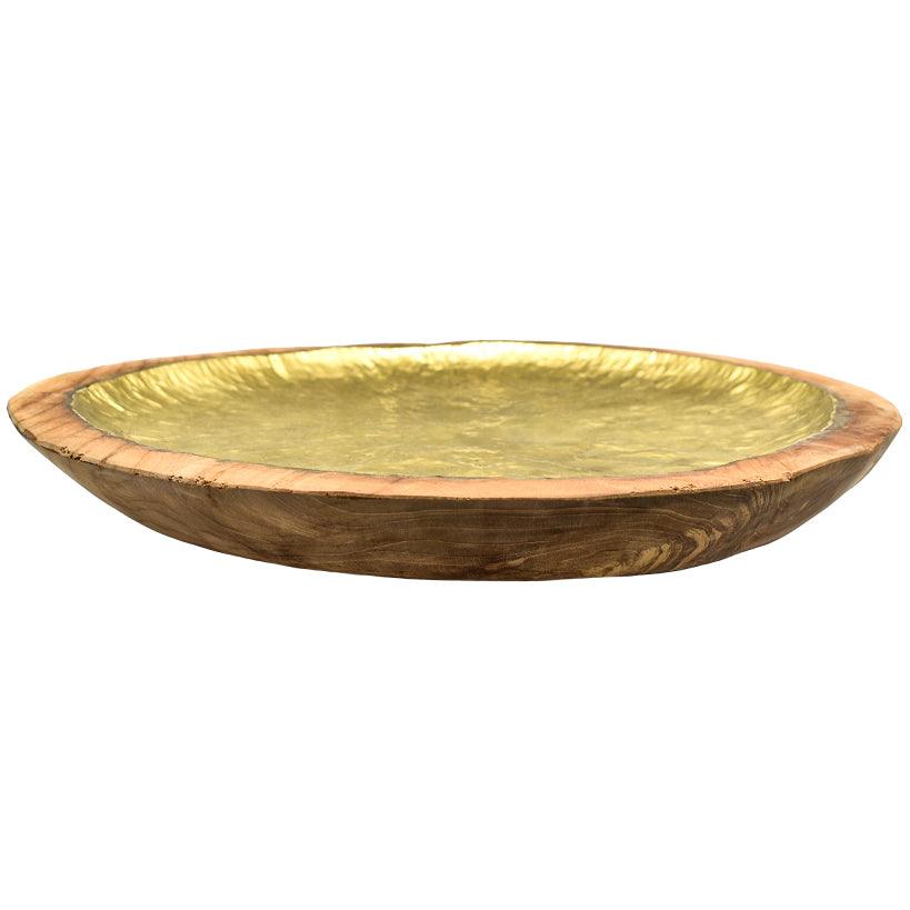 WOODEN TRAY GOLD PLATED - Chora Mykonos