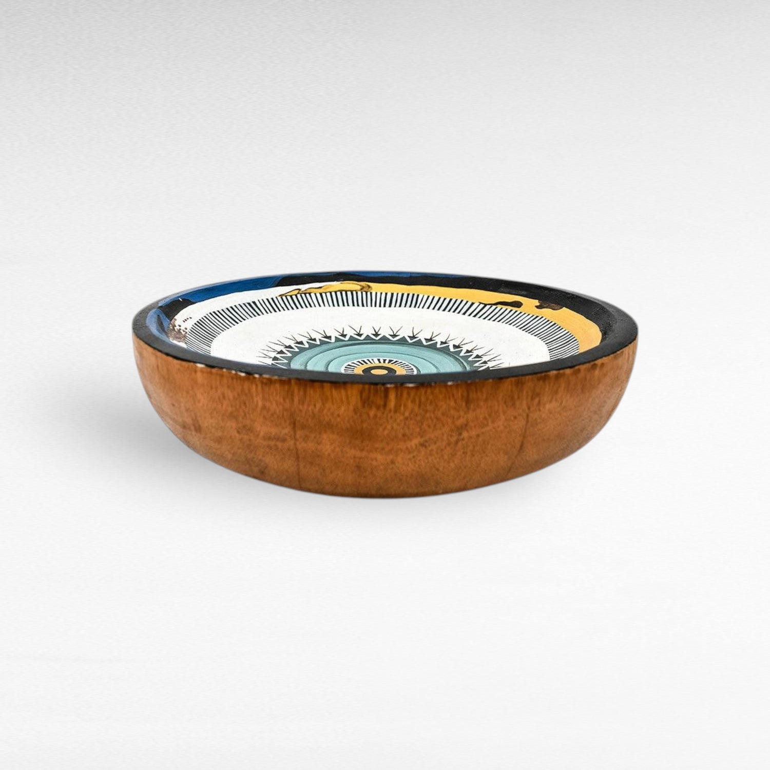 HANDPAINTED TEAK BOWL - Chora Mykonos