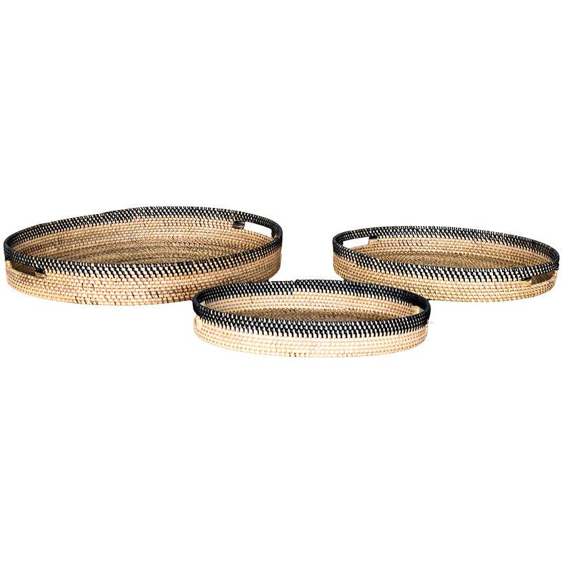 TRAY OVAL RATTAN SET OF 3 - Chora Mykonos