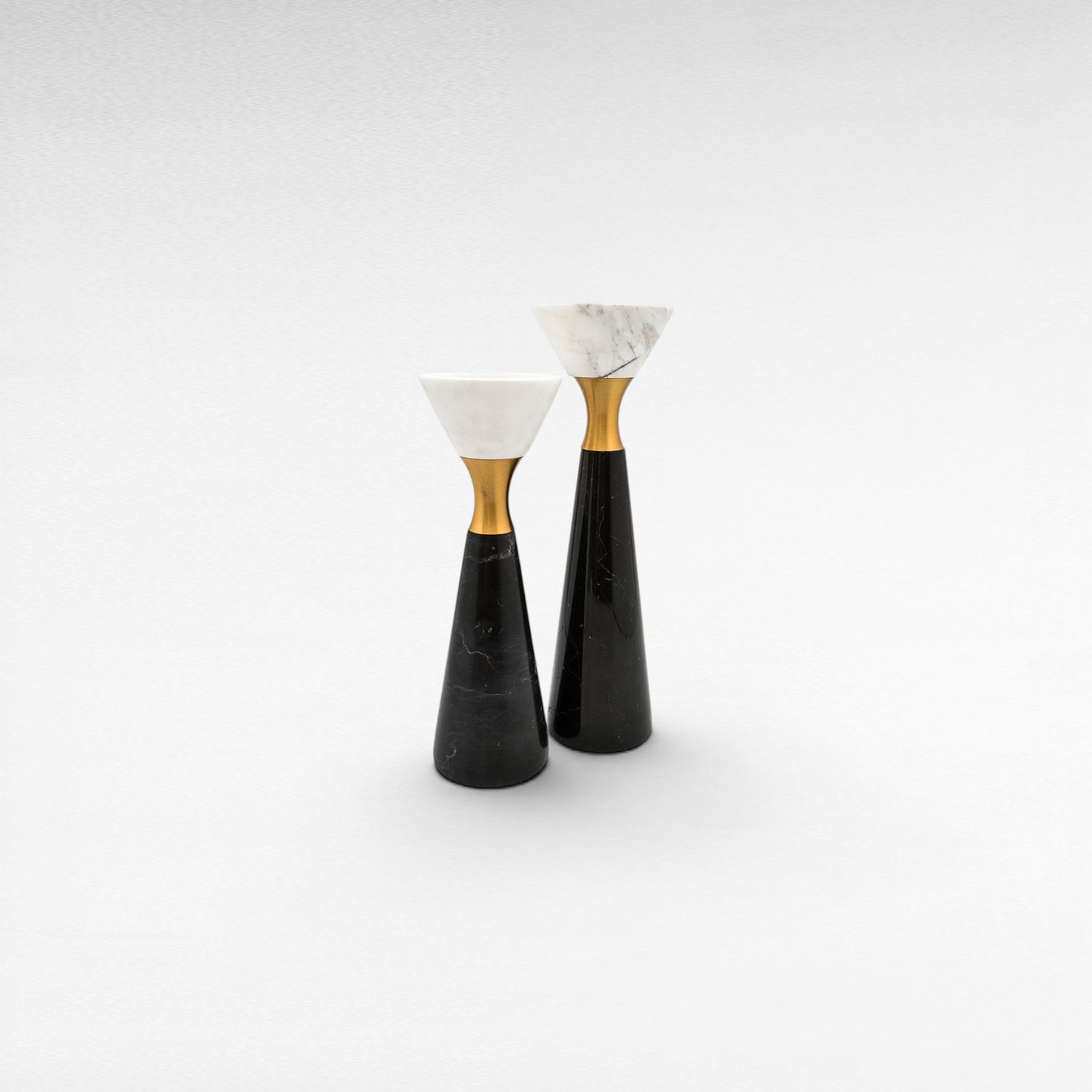 MARBLE CANDLE HOLDERS SET OF 2 H 29 & H26