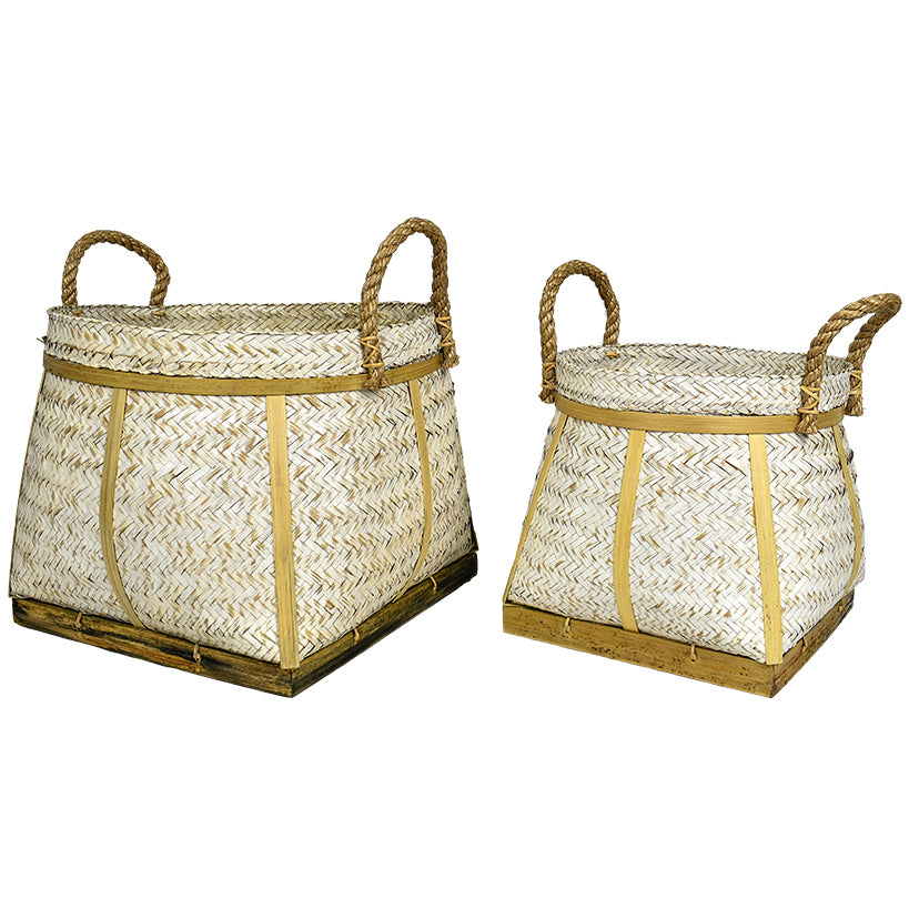 BAMBOO BASKET SET OF 2 WHITE