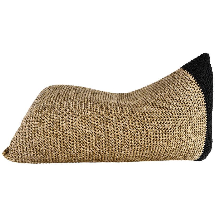 POUF ROPE NATURAL AND BLACK 150x75x70cm - Chora Mykonos