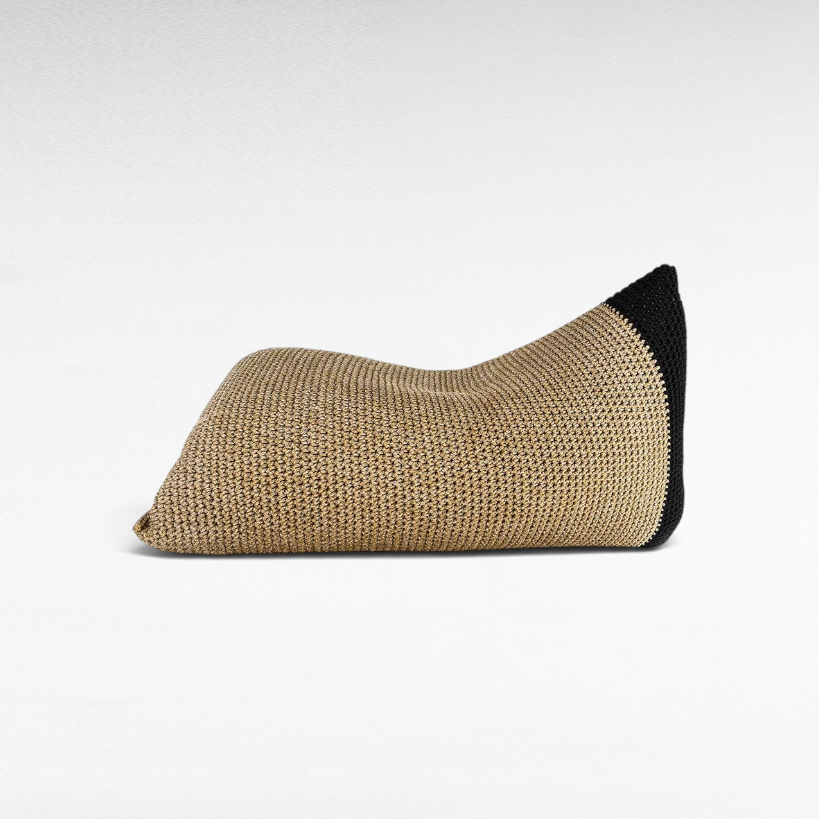 POUF ROPE NATURAL AND BLACK 150x75x70cm - Chora Mykonos