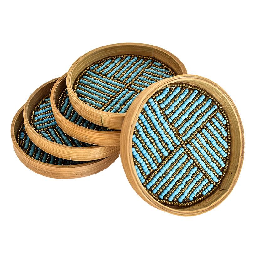 Set of 5 Beaded Coasters - Chora Barefoot Luxury Living