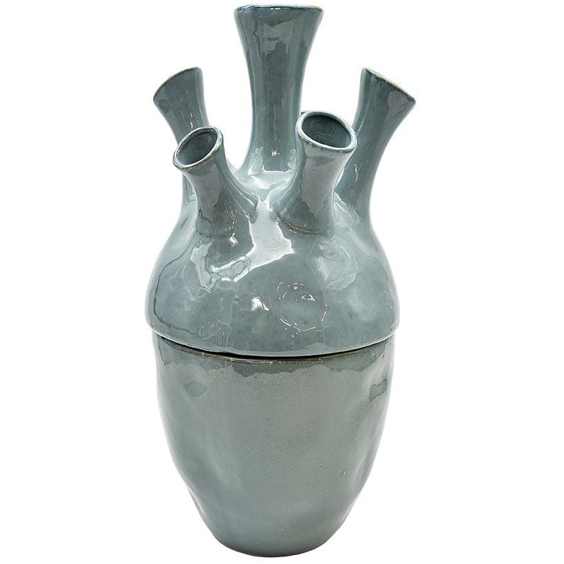 HEART VASE BLUE 21x43.5cm - Chora Mykonos