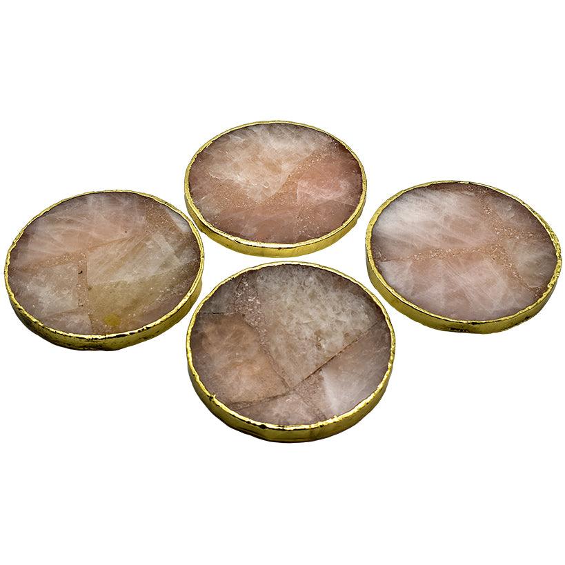 COASTERS ROSE QUARTZ SET OF 4 PIECES 10x10x1cm - Chora Mykonos