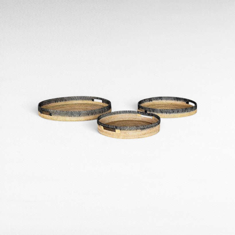TRAY RATTAN SET OF 3 - Chora Mykonos