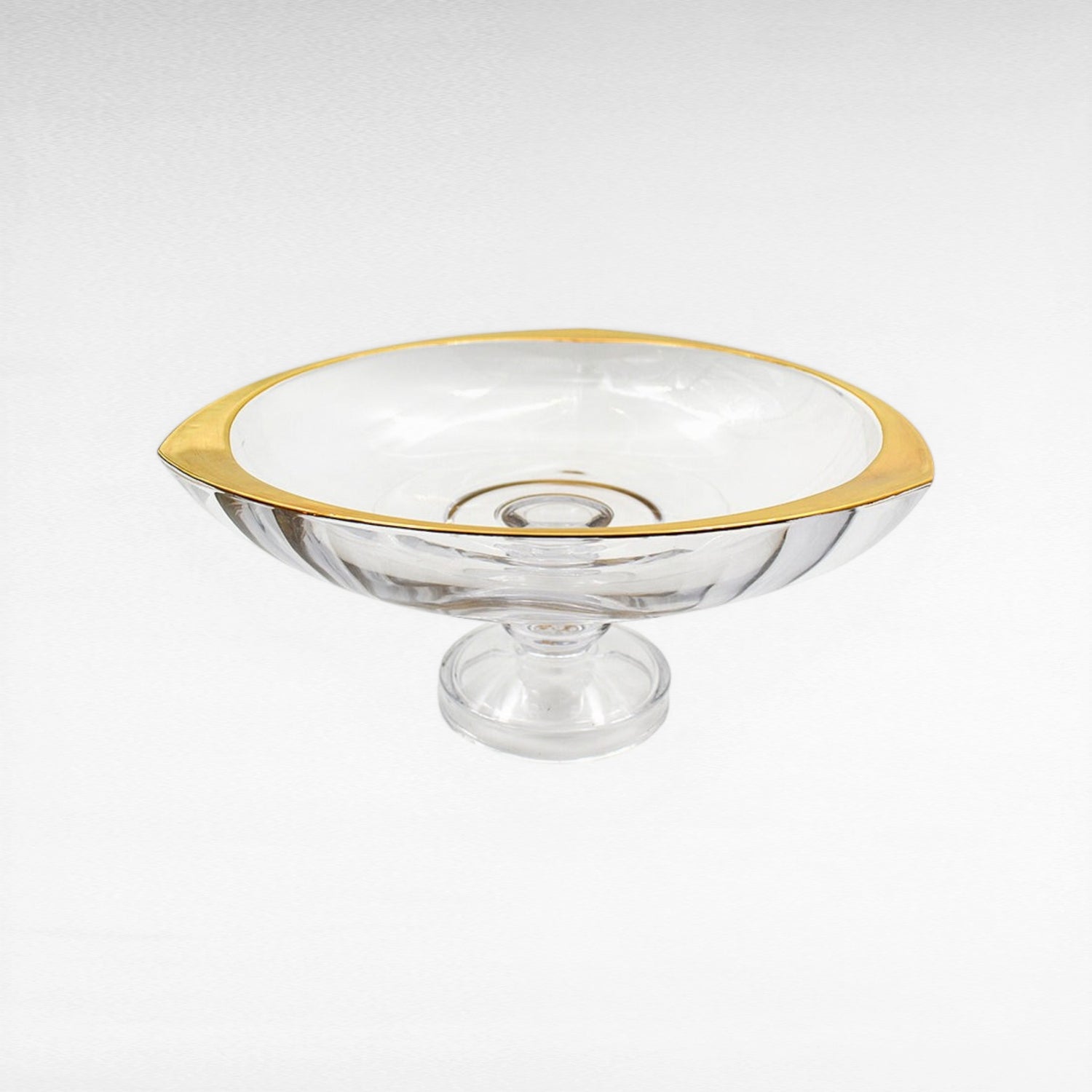 CRYSTAL AND GOLD SERVING BOWL WITH LEG