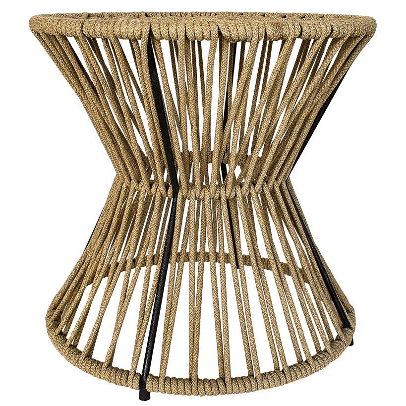 METAL AND NATURAL ROPE SIDE TABLE 60x60x60cm - Chora Mykonos