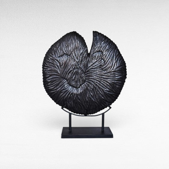 ROUND TEAK DECOR ON STAND - Chora Mykonos
