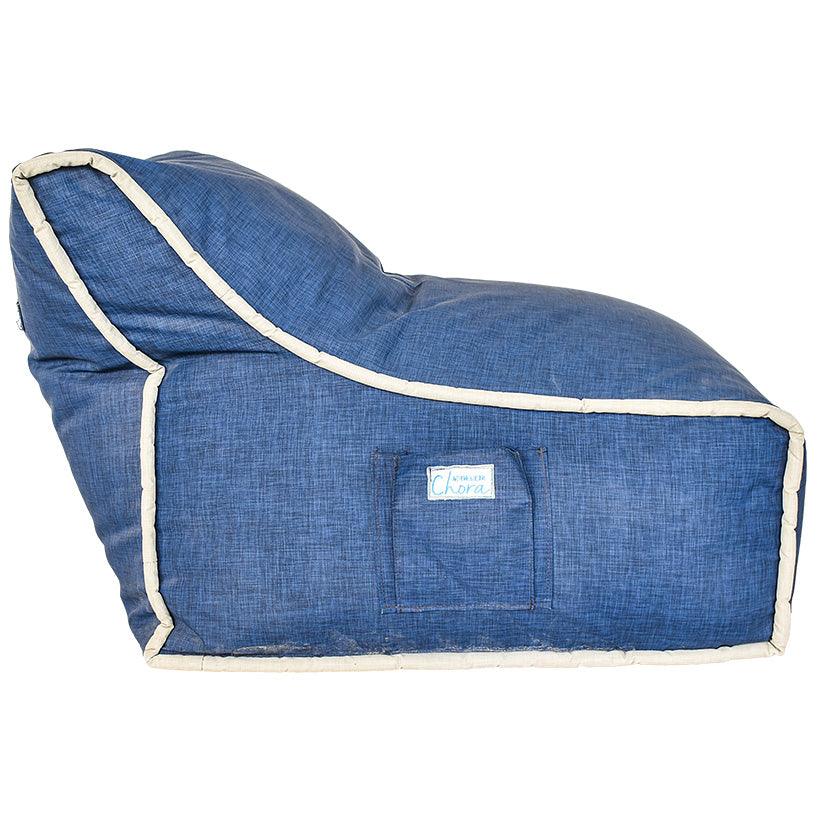 LOUNGER SHORT PVC BLUE & BEIGE 80x70x70cm - Chora Mykonos