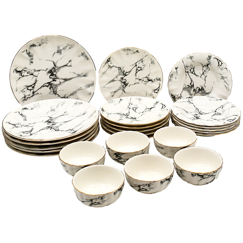 MARBLE LIKE DINNERWARE SET OF 24