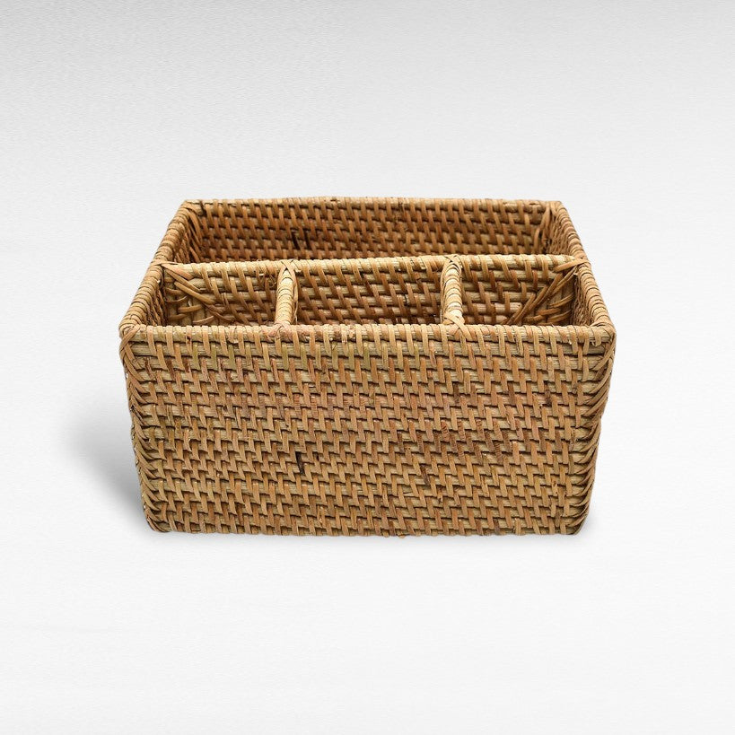 WOVEN RATTAN ORGANIZER CADDY