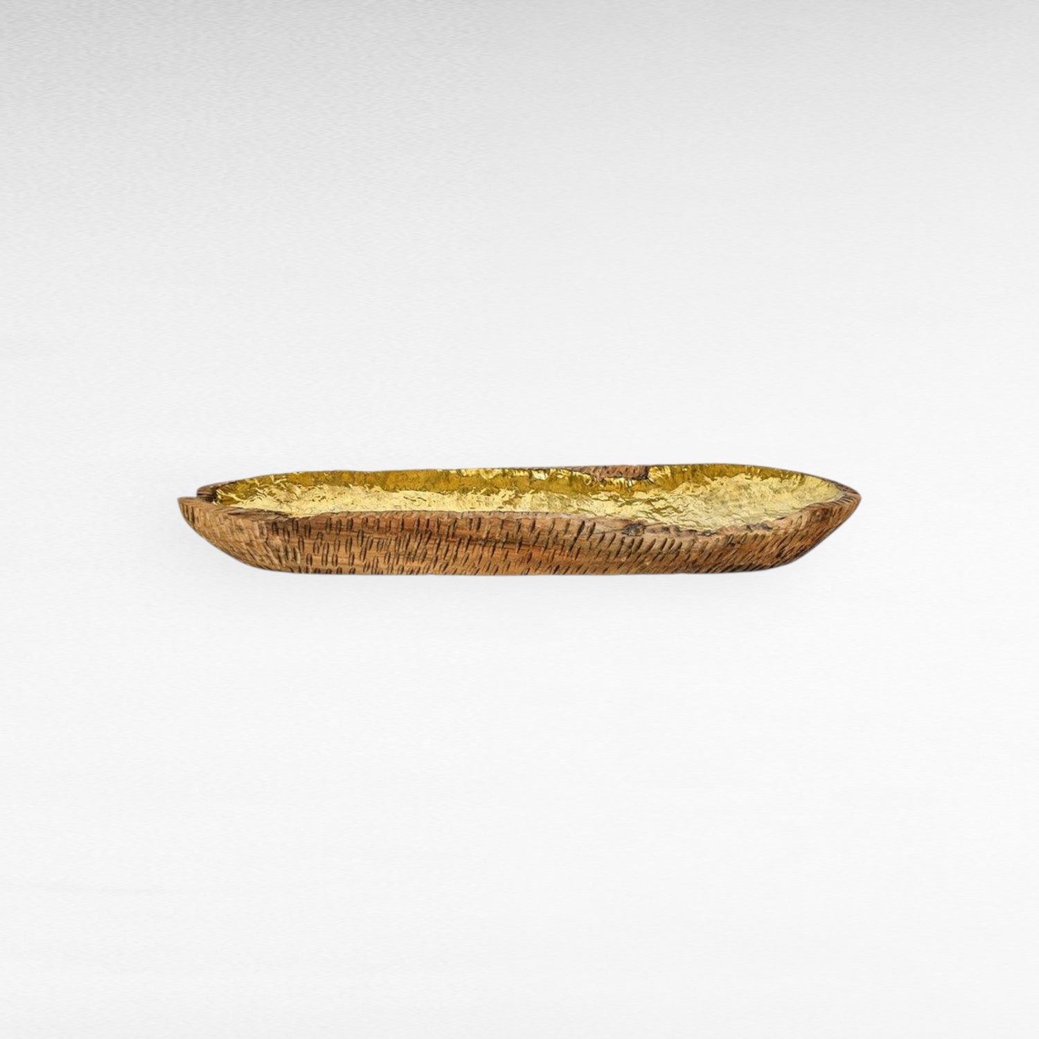 UNSHAPED GOLDEN PLATED TEAK WOODEN BOWL 75x23x7 - Chora Mykonos